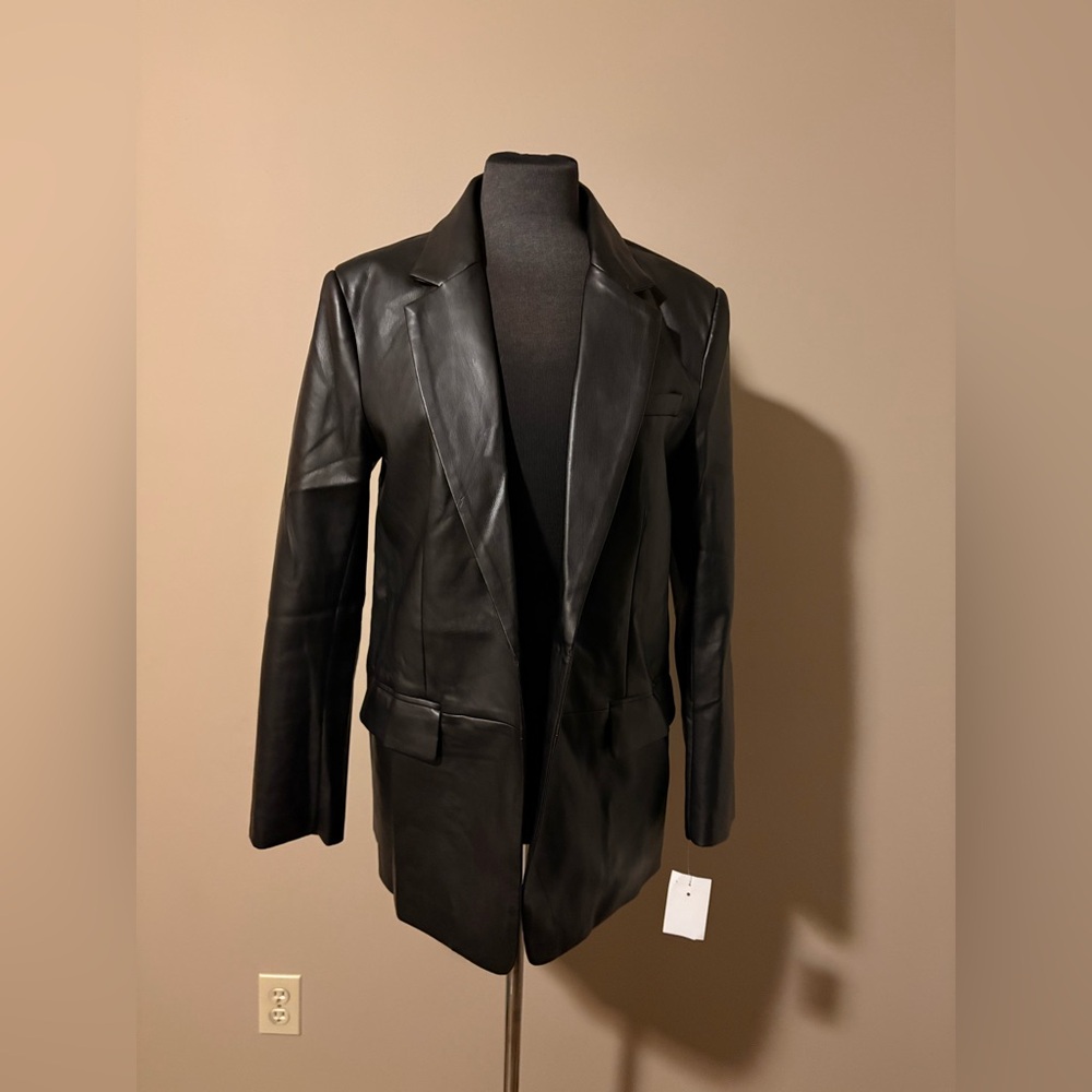 Endless Rose Black Faux Leather Blazer
